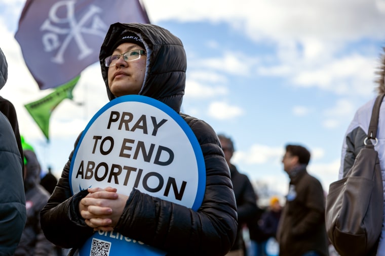 Anti-abortion supporters gather on the National Mall in Washington