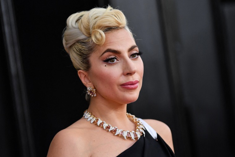 Lady Gaga arrives for the 64th Annual Grammy Awards in Las Vegas on April 3, 2022.