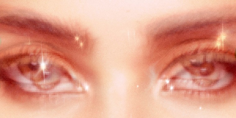 Photo Illustration: Distorted, heavily made up eyes with soft sparkles