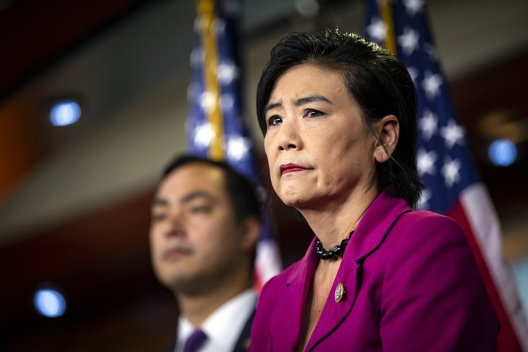 Judy Chu during a news conference with Democratic lawmakers on Capitol Hill