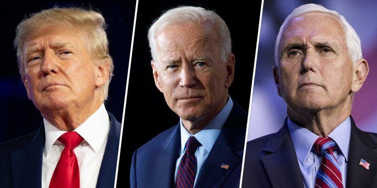 Donald Trump, Joe Biden and Mike Pence.
