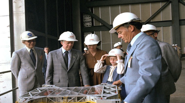 Jimmy Carter, Rosalynn Carter, and Amy Carter touring Kennedy Space Center