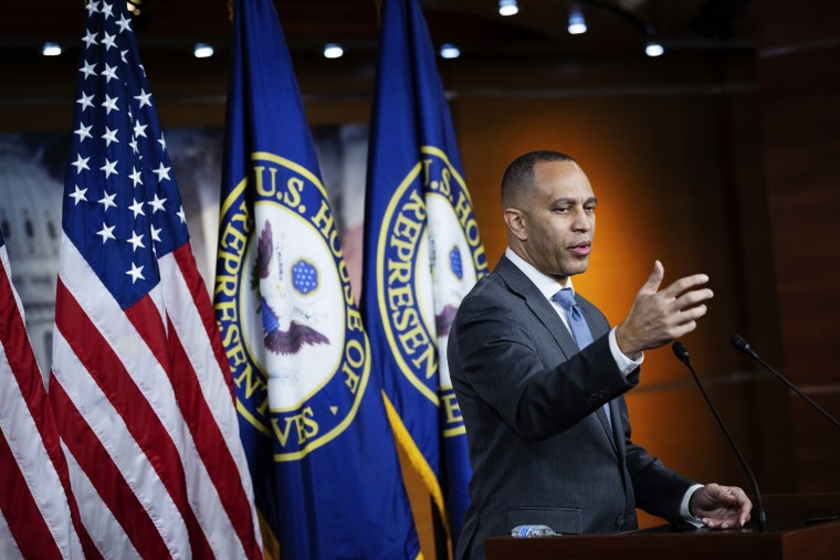 House Minority Leader Hakeem Jeffries during his weekly press conference on Feb. 9, 2023. 