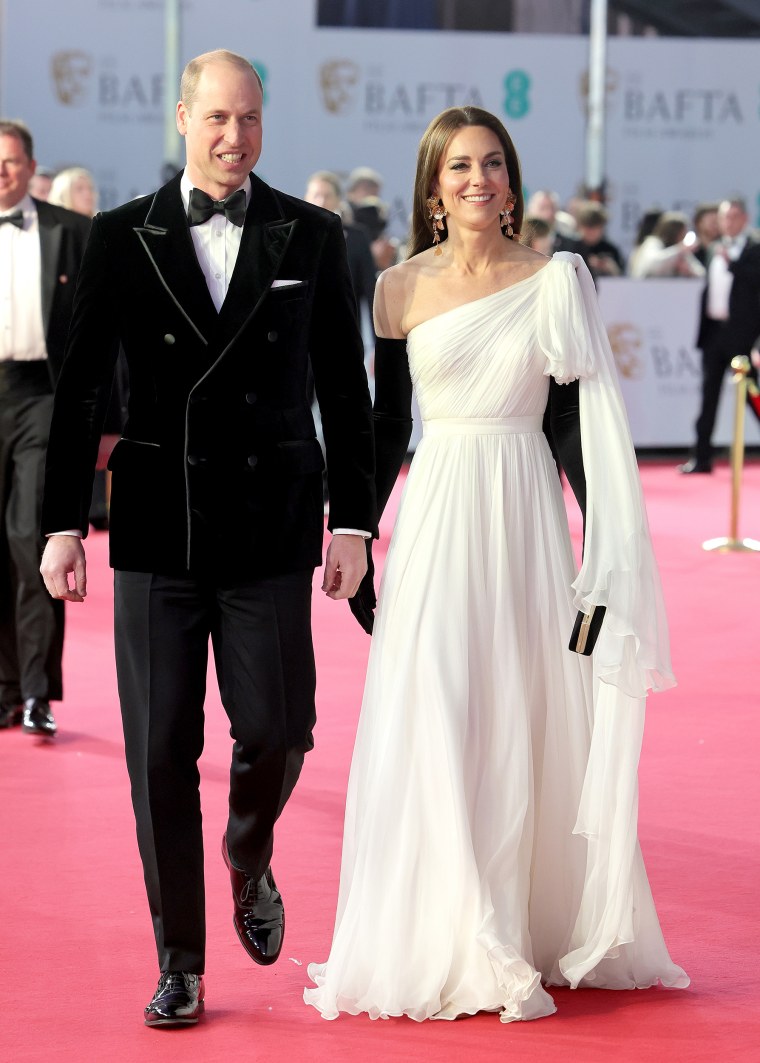 Catherine, Princess of Wales and Prince William, Prince of Wales attend the EE BAFTA Film Awards 2023 at The Royal Festival Hall on February 19, 2023 in London, England. The Prince of Wales, President of the British Academy of Film and Television Arts (BAFTA), and The Princess will attend the Awards ceremony before meeting category winners and EE Rising Star Award nominees.