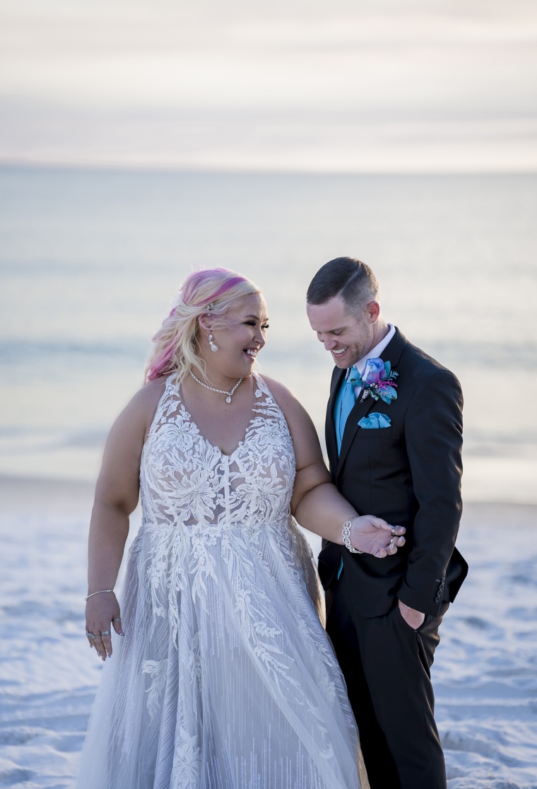                                The couple at their second wedding ceremony.