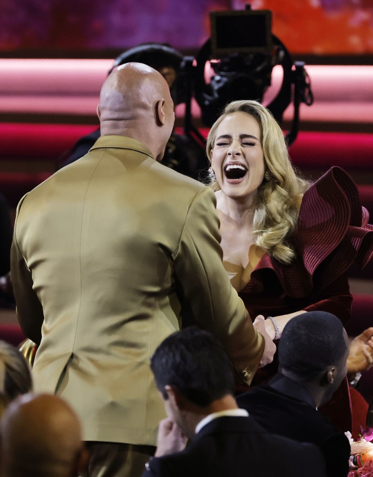 Adele Skips Red Carpet, Meets Dwayne Johnson at 2023 Grammy Awards