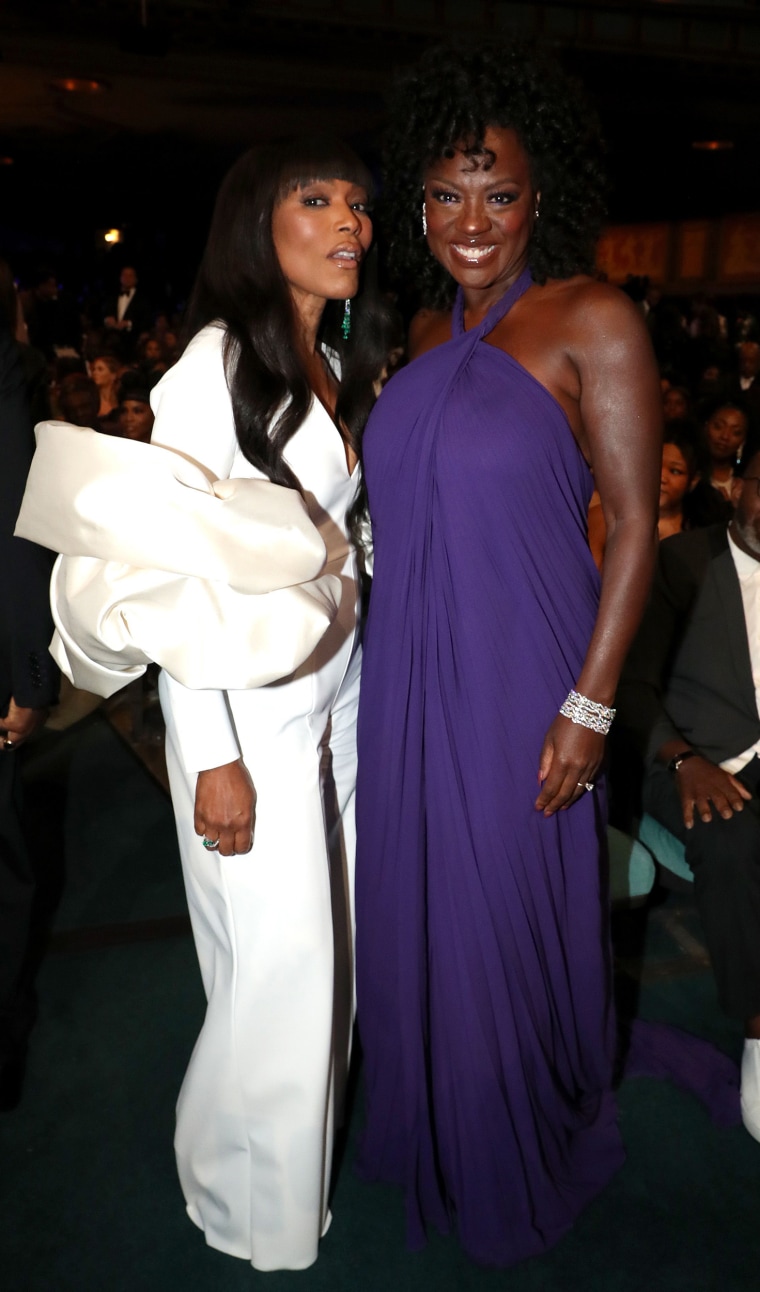 Angela Bassett and Viola Davis attend the 54th NAACP Image Awards at Pasadena Civic Auditorium on February 25, 2023 in Pasadena, California.