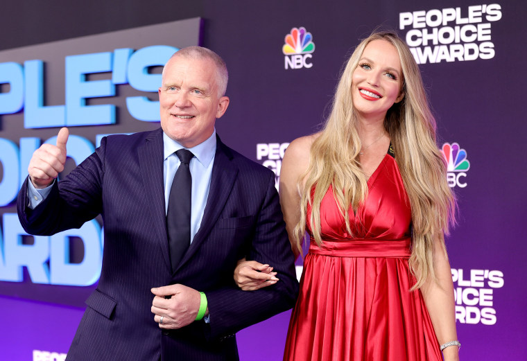 Anthony Michael Hall and Lucia Oskerova attend the 47th Annual People's Choice Awards at Barker Hangar on December 07, 2021 in Santa Monica, California.