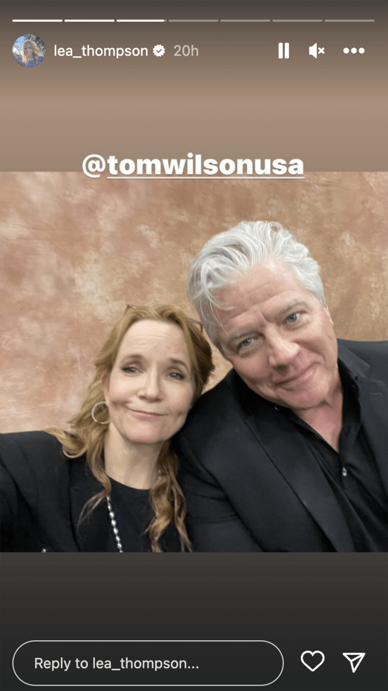 Lea Thompson and Thomas F. Wilson snap a selfie.