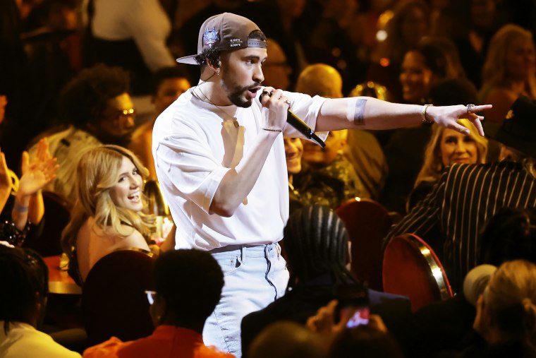 Bad Bunny performs at the 65th Grammy Awards on February 05, 2023 in Los Angeles, CA.