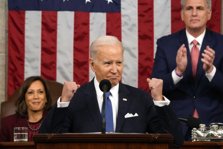 El presidente Joe Biden durante su alocución en el Capitolio, el 7 de febrero de 2023.