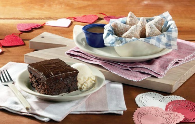 Celebrate with your special someone at Cracker Barrel this Valentine's Day and receive free dessert including Double Chocolate Fudge Coca-Cola Cake® or Biscuit Beignets with the purchase of two select entrees.