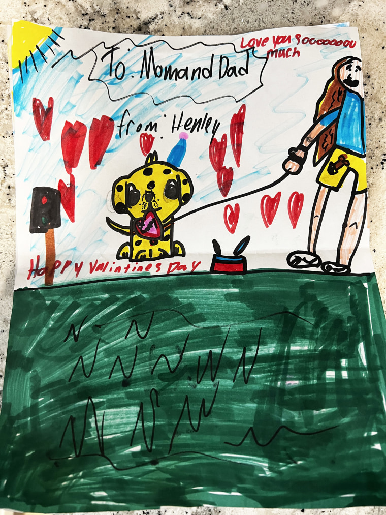 Henley Czinner, 7, drew a special photo for her parents to celebrate Valentine's Day.