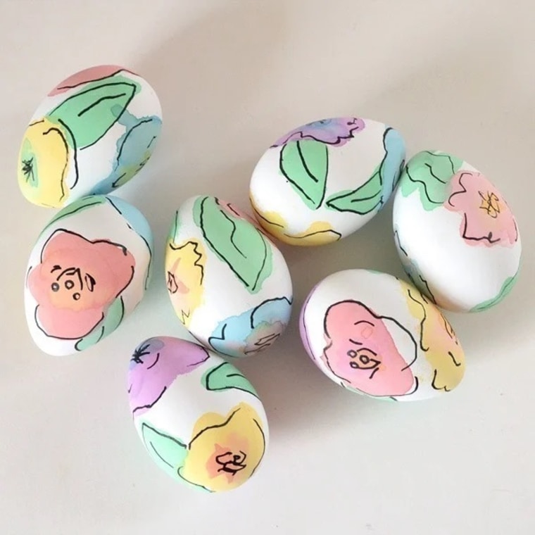 watercolor floral easter eggs