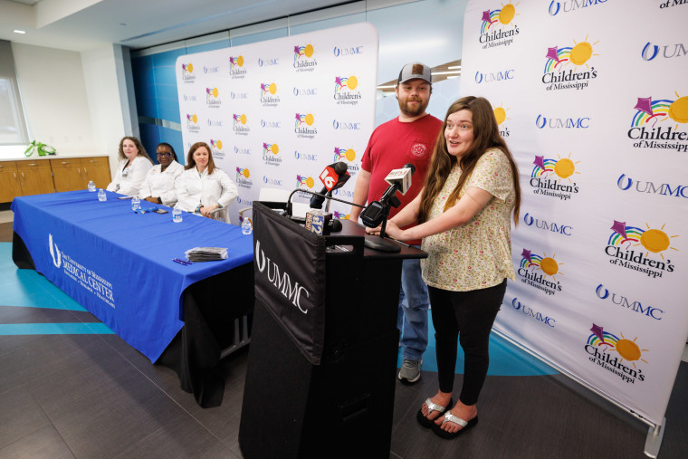 Haylee and Shawn Ladner spoke to the press at Wiser Hospital for Women and Infants at UMMC on Feb. 24.