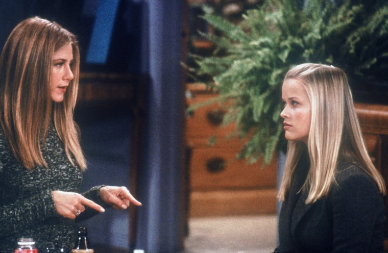 Jennifer Aniston as Rachel Green and Reese Witherspoon as Jill Green in "Friends."