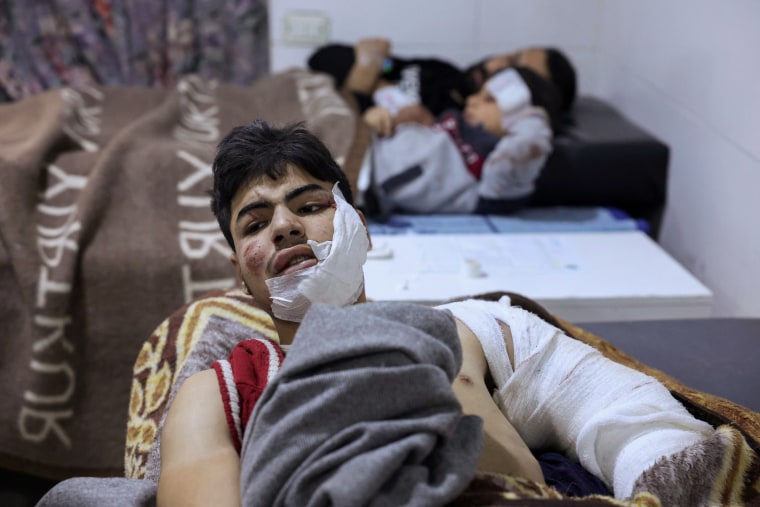 Patients in al-Rahma hospital in Darkush in Syria's Idlib province.