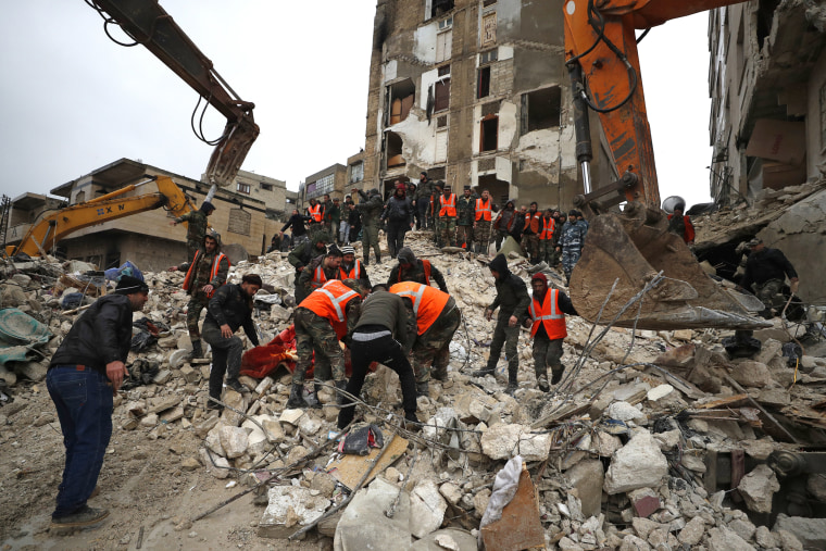 Collapsed buildings in Hama, Syria. 