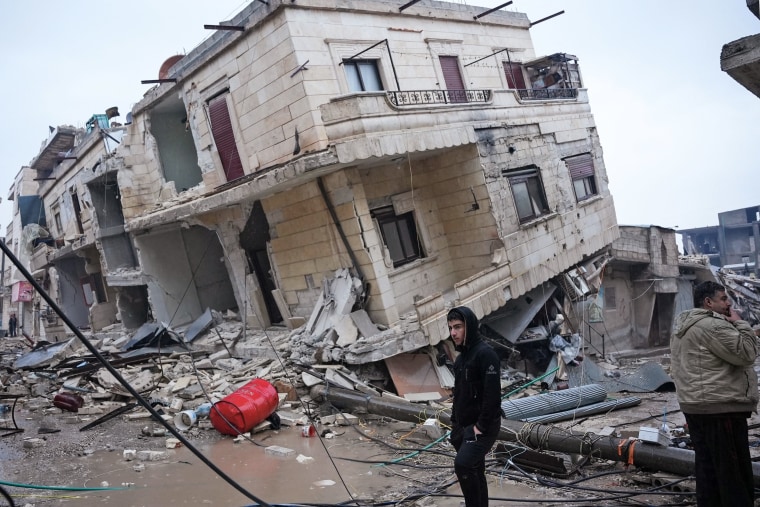 A collapsed building in Jandaris in the rebel-held area of Syria's Aleppo province. 