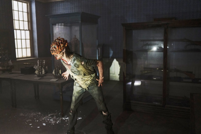 Some of the infected in "The Last of Us" mutate into creatures with mushrooms growing out of their skulls and over their faces.