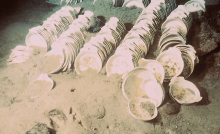 Cookware and dinnerware from the Titanic are seen on the first manned voyage to the wreckage in a newly released video from 1986.