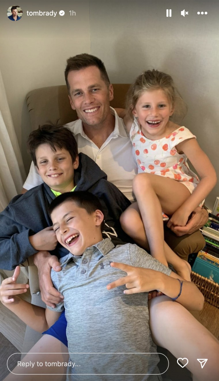 Brady also recently shared this cute pic with all three of his kids in his Instagram story.