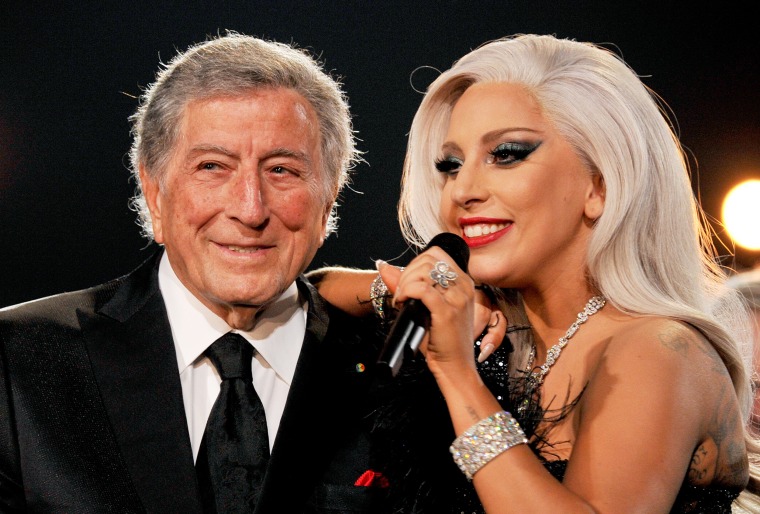 Lady Gaga and Tony Bennett perform onstage during The 57th Annual GRAMMY Awards at the STAPLES Center on February 8, 2015 in Los Angeles, California.
