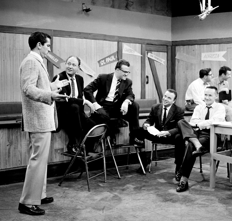 Writers on the set of The NBC Comedy Hour, second from left is Norman Lear.