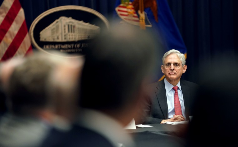 Merrick Garland holds a meeting at the Justice Department in Washington