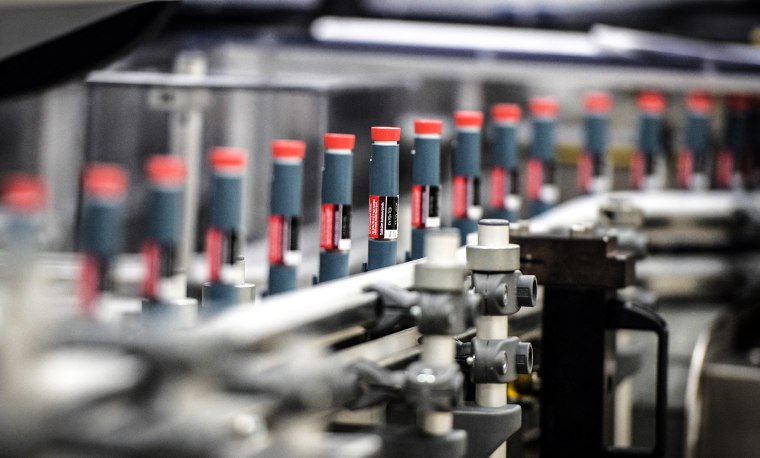 Image: Insulin pens are produced at the factory of the U.S. pharmaceutical company Eli Lilly in Fegersheim, eastern France on Oct. 12, 2015.