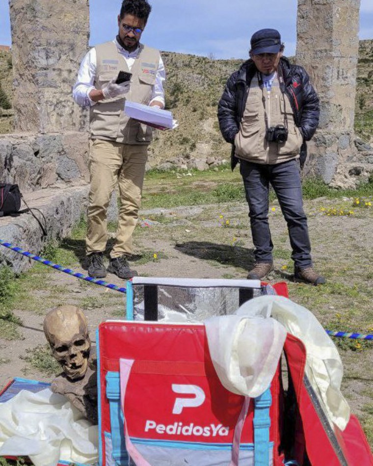 Peruvian mummy found in delivery box.