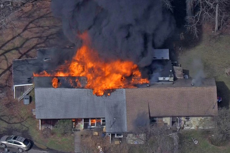 Multiple fire departments rushed to the scene in Roosevelt, N.J., on Wednesday to put out the flames.