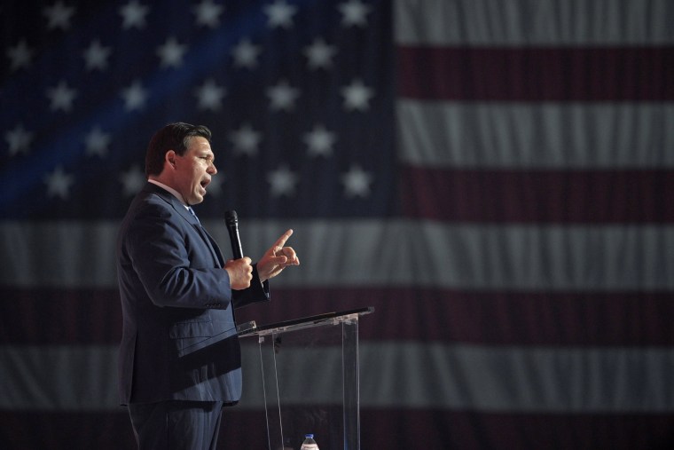 Florida Gov. Ron DeSantis addresses the Turning Point USA Student Action Summit on July 22, 2022, in Tampa. 
