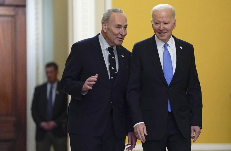 Joe Biden with Chuck Schumer at the Senate Democratic Caucus luncheon on Capitol Hill