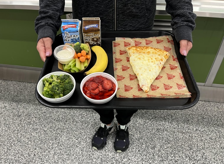 Image: Big Daddy's Pizza is served alongside other sides and milk.