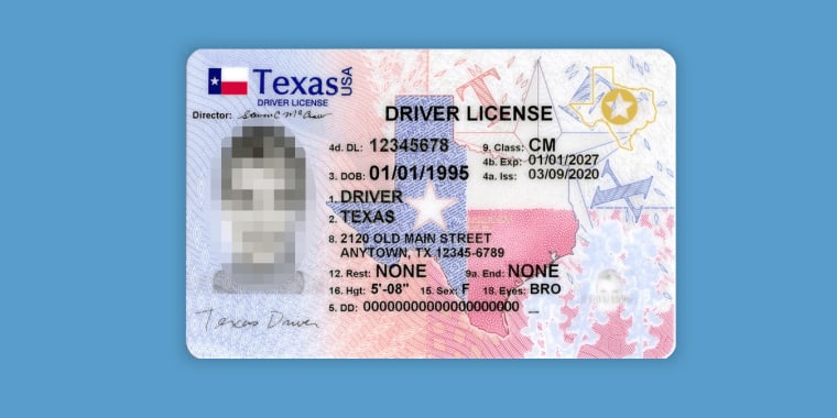 Texas driver license.