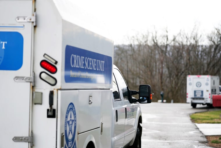 A Bureau of Criminal Investigation vehicle at the scene of a fatal shooting in Clermont County, Ohio