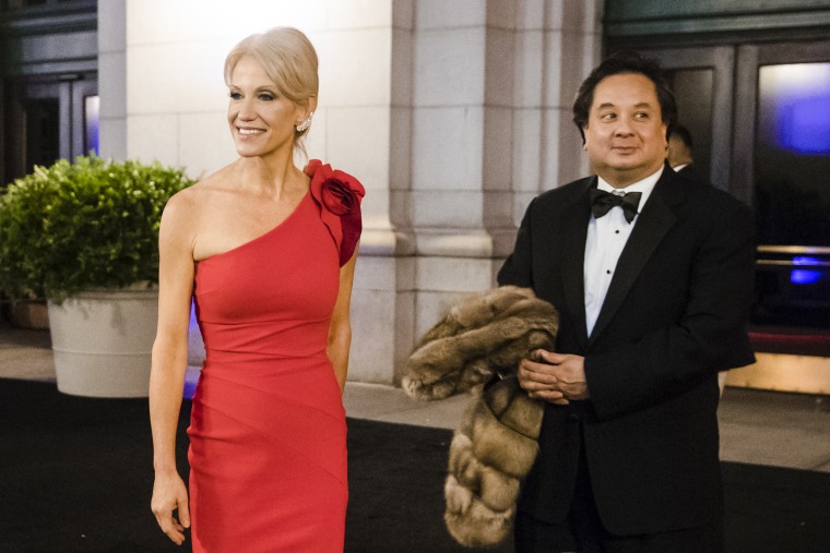 Kellyanne Conway and her husband George in Washington on Jan. 19, 2017.