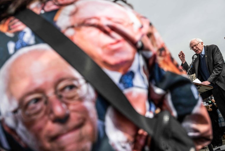 Sen. Bernie Sanders, I-Vt., speaks at a protest in front of the Supreme Court during a rally for student debt cancellation on Feb. 28, 2023.