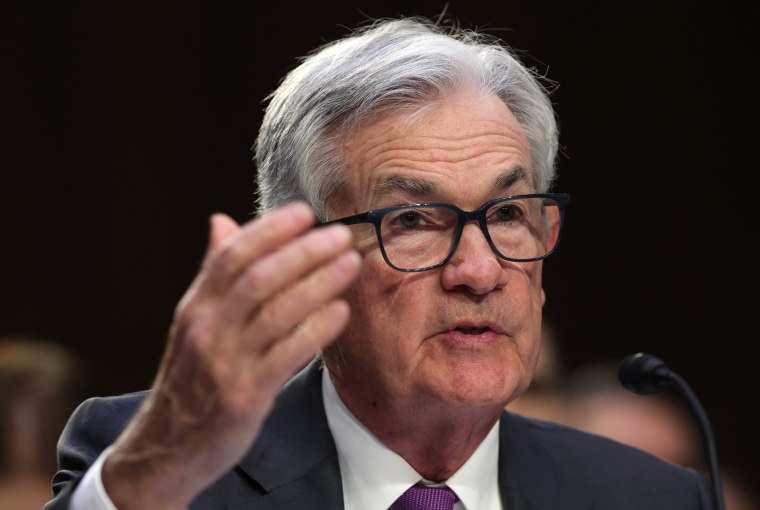 Federal Reserve Chairman Jerome Powell testifies before the Senate Banking Committee on March 7, 2023.