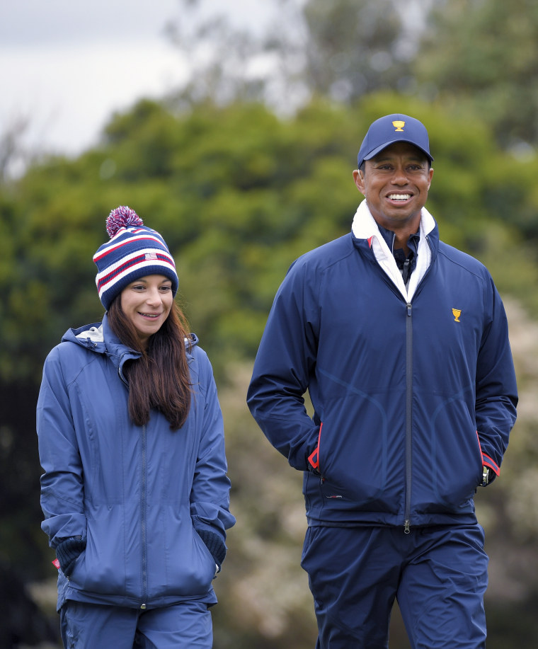 Erika Hermann and Tiger Woods at the Presidents Cup in Victoria, Australia