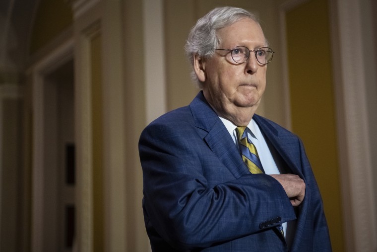 Mitch McConnell arrives for the weekly Senate Republican Leadership press conference, at the U.S. Capitol