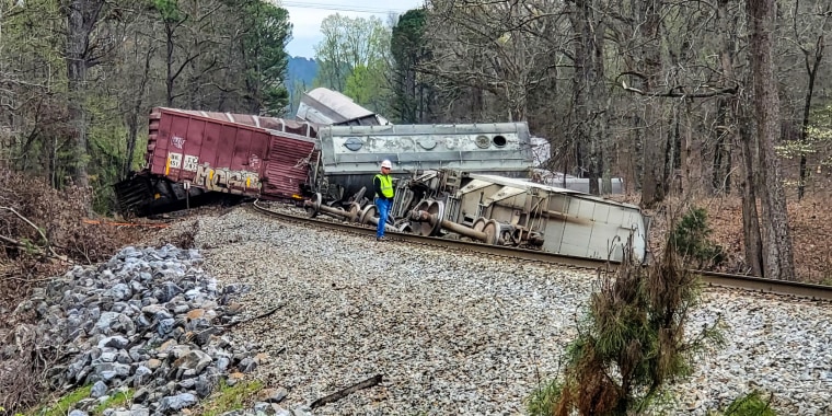 A Norfolk Southern train derailed Thursday in Calhoun County, Ala.