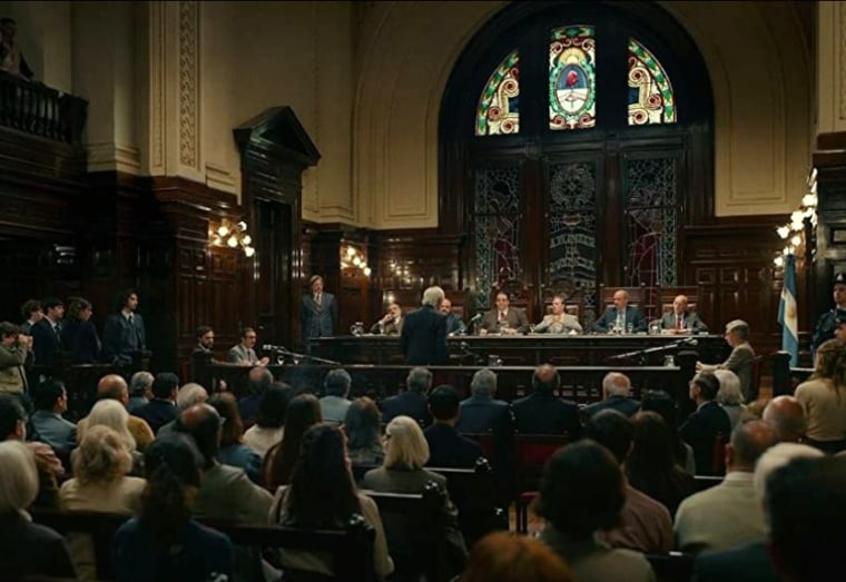 A courtroom scene from the movie, "Argentina, 1985," a Golden Globe winner that's nominated for an Oscar for best foreign film.