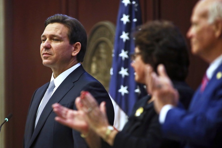 Gov. Ron DeSantis gives his State of the State address in Tallahassee, Fla.