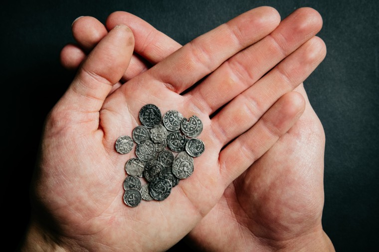 Forty-nine silver coins found at Hogwood