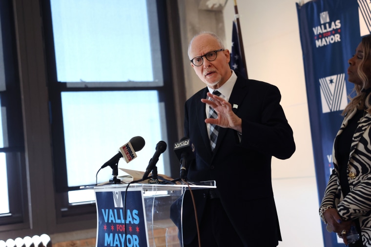 Mayoral candidate Paul Vallas holds a press conference in Chicago