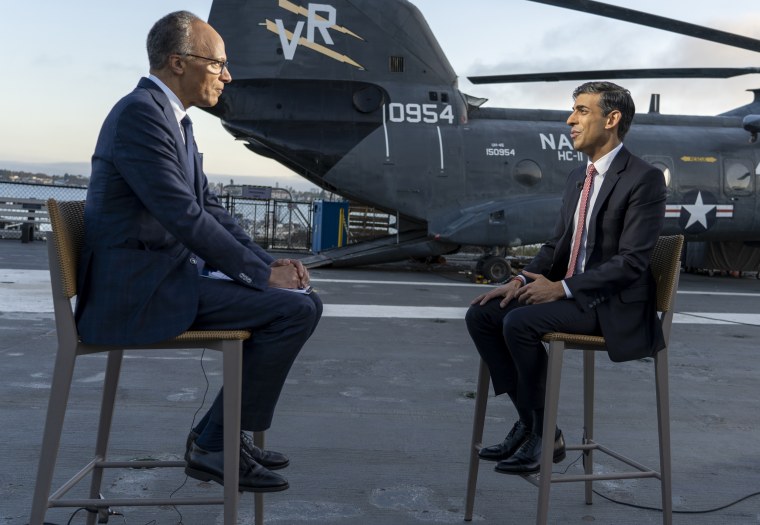 Lester Holt interviews British Prime Minister Rishi Sunak aboard the USS Midway Museum