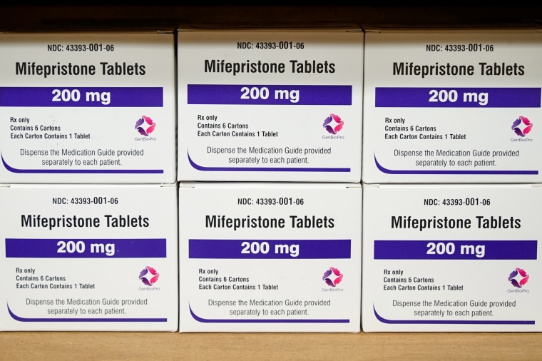 Boxes of mifepristone at the West Alabama Women's Center in Tuscaloosa, Ala., on March 16, 2022.
