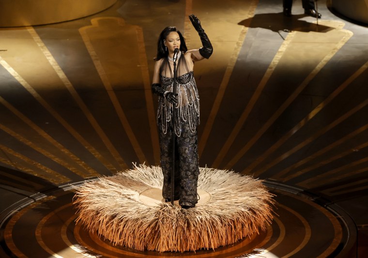 Rihanna performs during the Academy Awards.